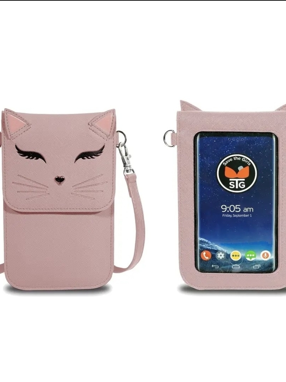 Save the Girls Touchscreen Crossbody Phone Purse – Vegan Leather Pink